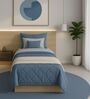 Blue Soft Fluffy Micro Solid Plain Heavy Winter Single 400GSM Reversible Comforter