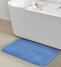 Blue Shaggy Polyester 28x20 Inches AntiSkid Bath Mat