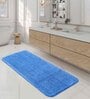 Blue Solid 100% Polyester AntiSkid Bathmat
