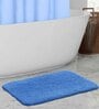 Blue Solid 100% Polyester AntiSkid Bathmat