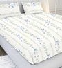 Blue Floral 120 TC Cotton Queen Bedsheet with 2 Pillow Covers