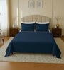 Blue Solid 144 TC 100 % Cotton Double Size Bedsheet With 2 Pillow Covers