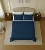 Blue Solid 144 TC 100 % Cotton Double Size Bedsheet With 2 Pillow Covers
