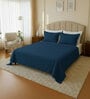 Blue Solid 144 TC 100 % Cotton Double Size Bedsheet With 2 Pillow Covers