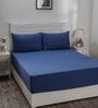 Blue Solid 144 TC 100% Cotton  Double Bedsheet with 2 Pillow Covers