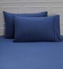 Blue Solid 144 TC 100% Cotton  Double Bedsheet with 2 Pillow Covers