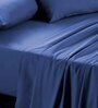 Blue Solid 144 TC 100% Cotton King Bedsheet with 2 Pillow Covers