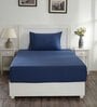 Blue Solid 144 TC 100% Cotton Single Bedsheet with 1 Pillow Cover