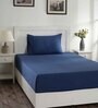 Blue Solid 144 TC 100% Cotton Single Bedsheet with 1 Pillow Cover