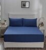Blue Solid 144 TC 100% Cotton Single Bedsheet with 1 Pillow Cover