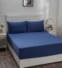 Blue Solid 144 TC 100% Cotton Single Bedsheet with 1 Pillow Cover