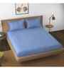 Blue Solid 144 TC Cotton King Fitted Bedsheet Bedsheet 2 Pillow Shades Collection