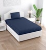 Blue Solid 150 TC Cotton Single Bed Sized Bedsheet With 1 Pillow Cover