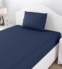 Blue Solid 150 TC Cotton Single Bed Sized Bedsheet With 1 Pillow Cover