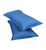 Blue Solid 150 TC Glace Cotton Queen Sized Double Bedsheet with 2 Pillow Covers