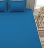Blue Solid 150 TC Microfiber Queen Sized Double Bedsheet with 2 Pillow Covers