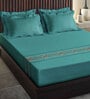 Teal Traditional 180 TC 100% Cotton King Sized Bed Sheets with 2 Pillow Covers