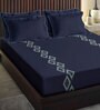 Blue Geometric 180 TC 100% Cotton King Sized Bed Sheets with 2 Pillow Covers