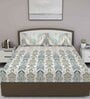 Blue Traditional 180 TC Cotton Queen Sized Bed Sheets with 2 Pillow Covers