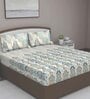 Blue Traditional 180 TC Cotton Queen Sized Bed Sheets with 2 Pillow Covers