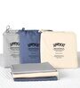 Blue Solid 200 TC 100% Cotton King Sized Fitted Bed Sheets with 2 Pillow Covers