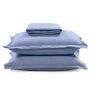 Blue Solid 200 TC 100% Cotton King Sized Fitted Bed Sheets with 2 Pillow Covers