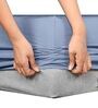 Blue Solid 200 TC 100% Cotton King Sized Fitted Bed Sheets with 2 Pillow Covers
