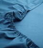 Blue Solid 200 TC Cotton Queen Sized Fitted Bed Sheets with 2 Pillow Covers