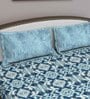 Blue Abstract 210 TC Cotton Queen Sized Bed Sheets with 2 Pillow Covers