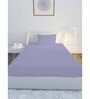 Blue Solid 210 TC Cotton Single Sized Bedsheet with 1 Pillow Cover Satin Stripe 2024 Collection