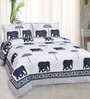 Blue Traditional 240 TC Cotton King Size Bedsheet With 2 Pillow Covers