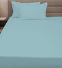 Blue Solid 300 TC 100% Cotton Queen Sized Bed Sheets with 2 Pillow Covers
