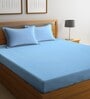 Blue Stripes 300 TC Cotton Blend King Sized Bed Sheets with 2 Pillow Covers