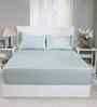 Blue Solid 300 TC Cotton Double Bed Sheet with 2 Pillow Covers 24 Collection