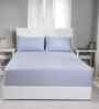 Blue Solid 300 TC Cotton Double Bed Sheet with 2 Pillow Covers 24 Collection