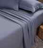 Blue Solid 300 TC Cotton King Size Bed Sheet with 2 Pillow Covers 24 Collection