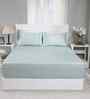 Blue Solid 300 TC Cotton King Size Bed Sheet with 2 Pillow Covers 24 Collection