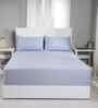 Blue Solid 300 TC Cotton King Size Bed Sheet with 2 Pillow Covers 24 Collection