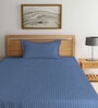 Blue Solid 300 TC Cotton Single Bedsheet with 1 Pillow Cover