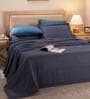 Blue Solid 300 TC Polyester Double Bed Cover