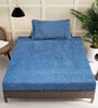 Blue Solid 300 TC Woollen Fitted Single Bedsheet with Pillow Cover