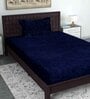 Blue Solid 300 TC Yarn Single Fitted Bedsheet With 1 Pillow Cover
