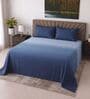 Blue Solid 400 TC Super King Size Bedsheet with 2 Pillow Covers Luxury Series Collection