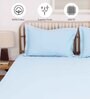Blue Solid 600 TC Cotton 1 Double Bedcover with 2 Pillow cover
