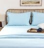 Blue Solid 600 TC Cotton 1 Double Bedcover with 2 Pillow cover