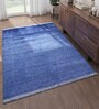 Blue Solid Bamboo Silk 6 ft X 9 ft Hand Woven Carpet