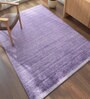 Blue Solid Bamboo Silk 6 ft X 9 ft Hand Woven Carpet