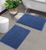 Blue Solid Chenille 24x16 Inches AntiSkid Bath Mats (Set of 2)