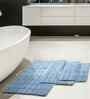 Blue Solid Cotton 16x24 Inches Anti Skid Bath Mat
