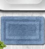 Blue Geometric Cotton 24x16 Inches AntiSkid Bath Mat